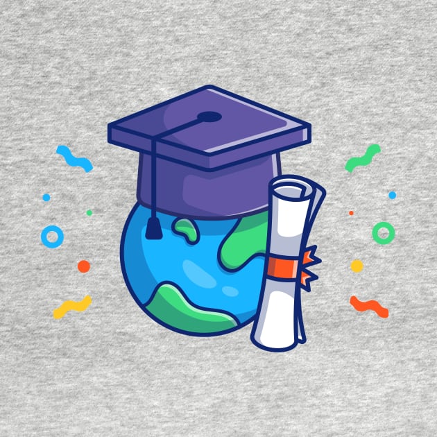 World, Graduation Hat And Bachelor Certificates Cartoon by Catalyst Labs